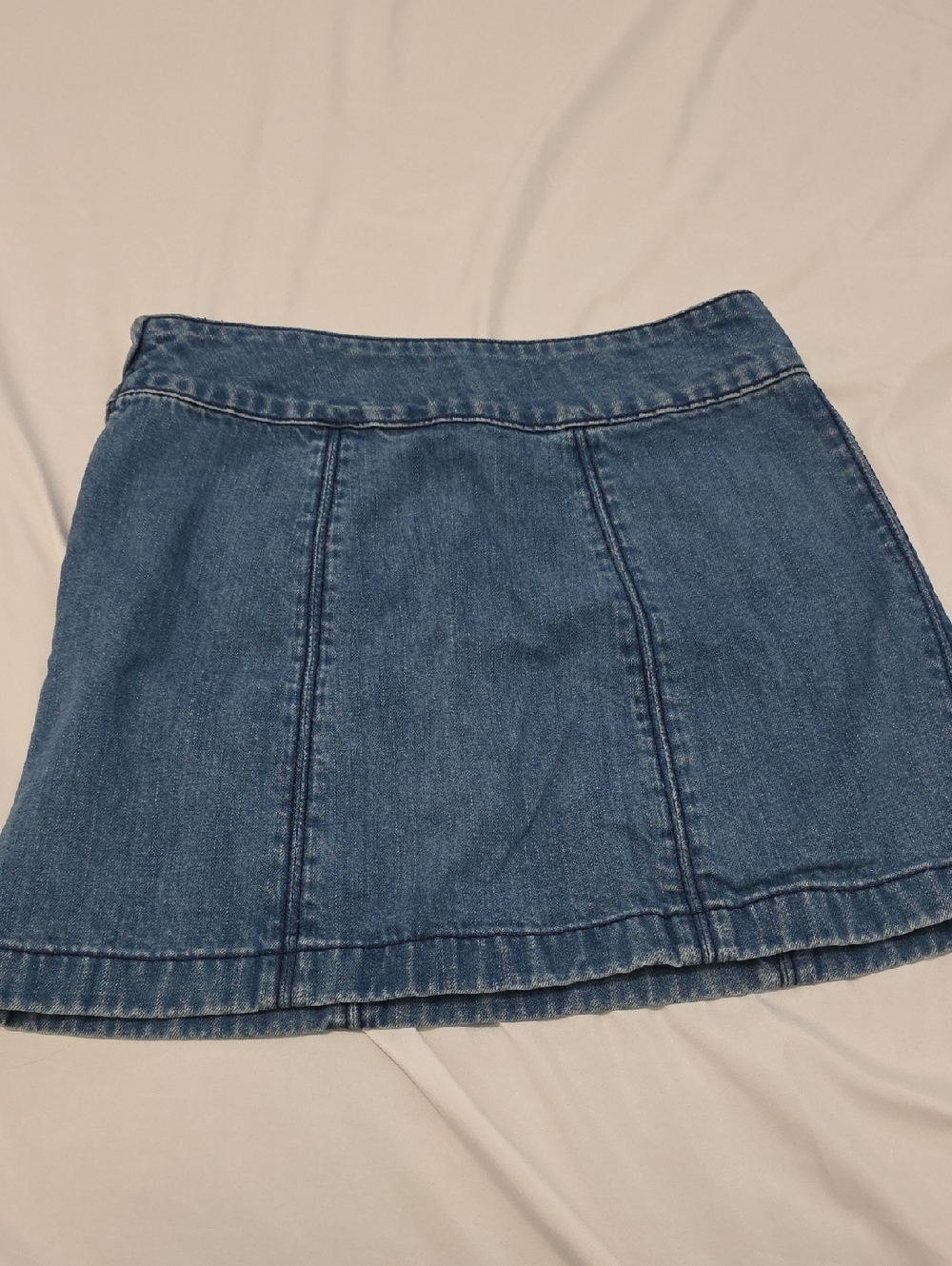 Free People Denim Panel Mini Skirt in Medium Blue